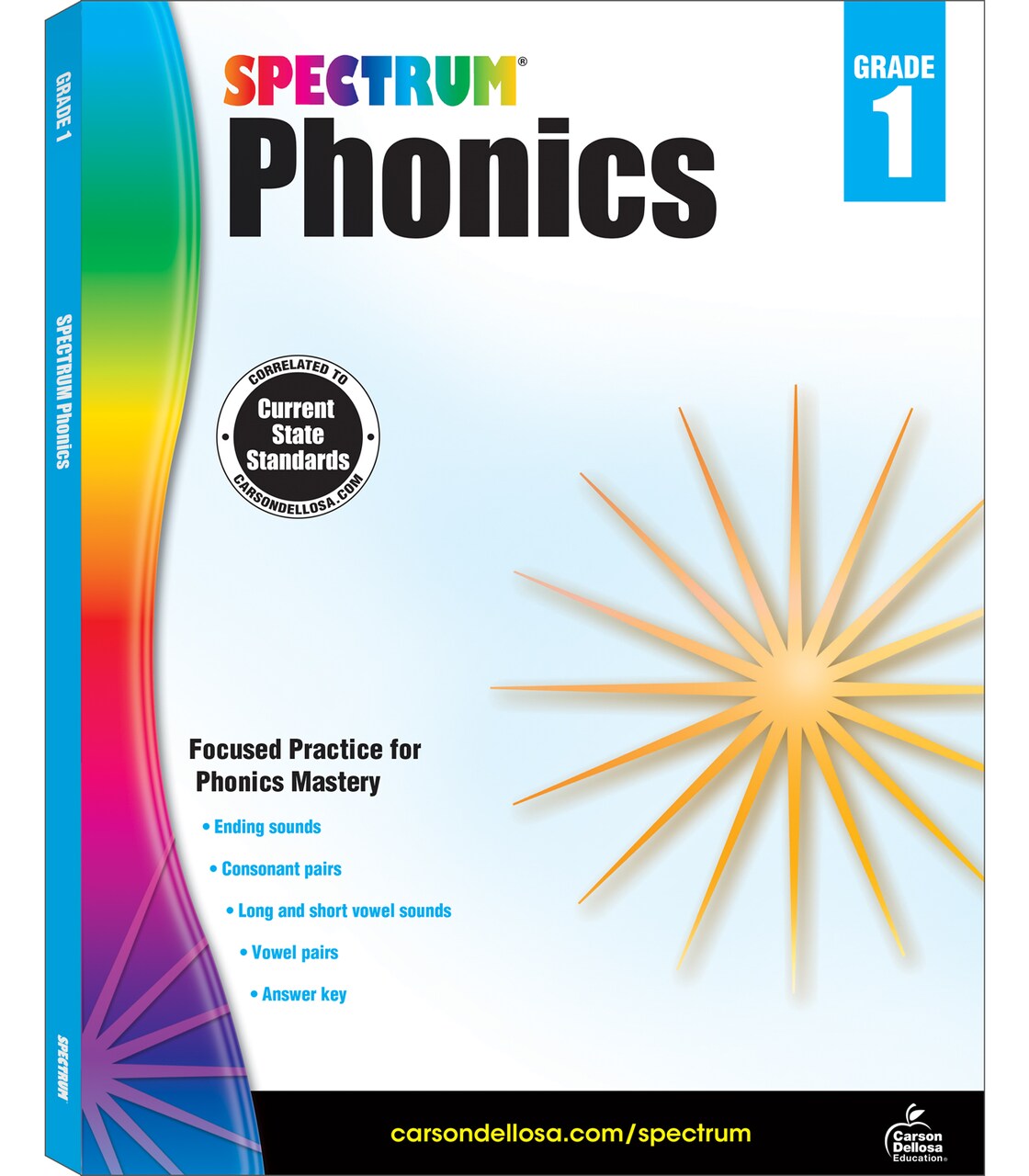 Spectrum Grade 1 Phonics Workbook, Sight Words Vocabulary, Vowels, Ending Sounds, Spelling, Grammar, and More, Language Arts Classroom or Homeschool Curriculum